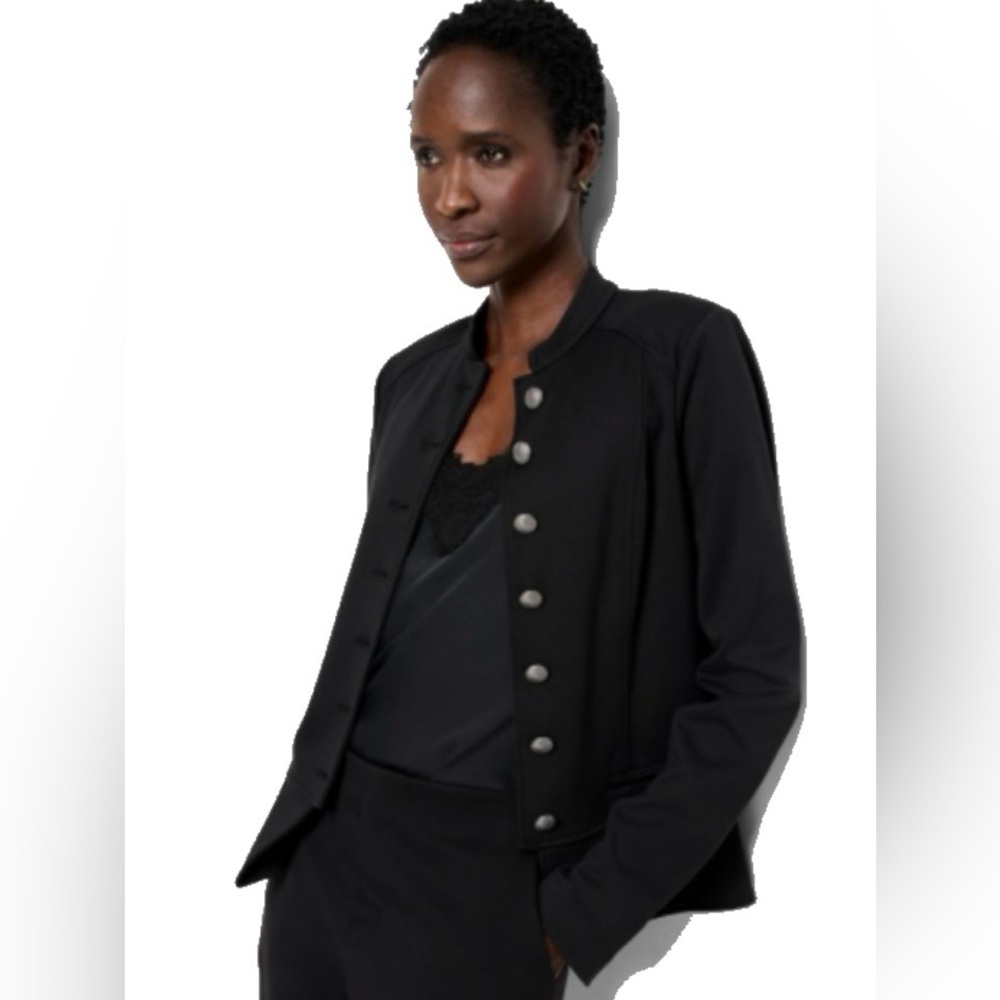 NIC+ZOE Black Military-Style Button Front Jacket